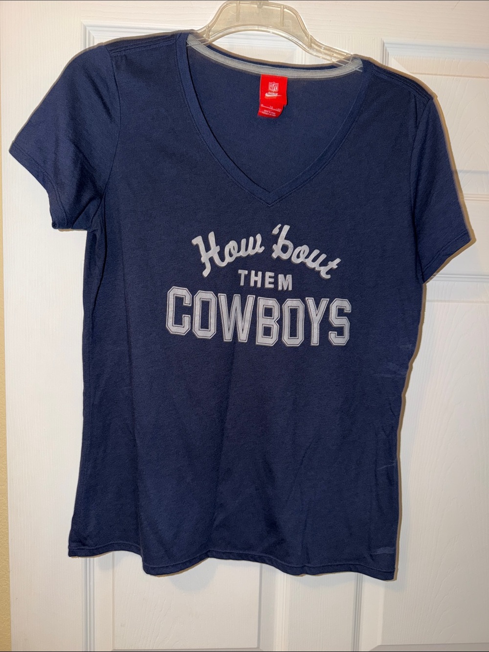 Dallas Cowboys How 'Bout Them Cowboys Womens V‑Neck T‑Shirt - Navy